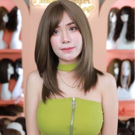 เบอร์ 12 : รหัส Nice วิกผมหน้าม้าปลายสไลค์หน้าม้าสไลค์เฉียง ความยาว 44ซม. (แถมเน็ต+ขาตั้ง+ของแถม)