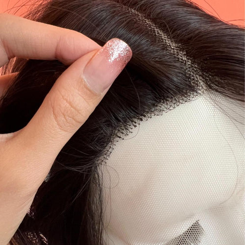 T39ดำ : วิกผมงุ้มเล็กน้อยปลายสไลค์(กึ่งทอมือตัวTตัดขอบแล้ว) : สีน้ำตาลดำ (แบบไม่ต้องติดกาว)(แถมหวี+สเปร์ย+เน็ตถุงน่อง+ขาตั้ง)