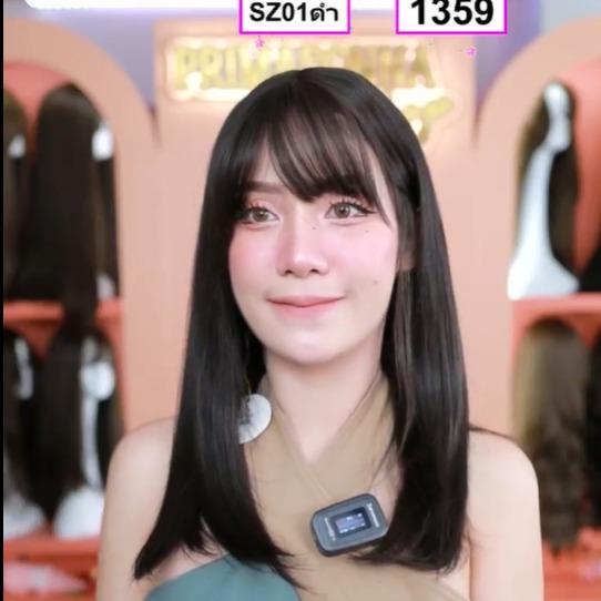 SZ-01 : วิกกึ่งทอมือตัวT(ป้ายขาว)ผมสไลด์ด้านหน้า-มีหน้าม้า (แถมหวี+เน็ตถุงน่อง+ขาตั้ง+สเปร์ย)