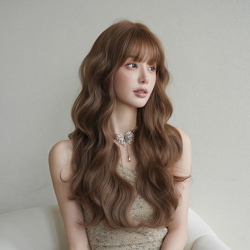 เบอร์ 522 : รหัส Charlotte - วิกผมลอนหยิก มีหน้าม้า ความยาว 66 ซม. หนังศีรษะเทียมซิกแซก (แถมเน็ต+ขาตั้ง+ของแถม)
