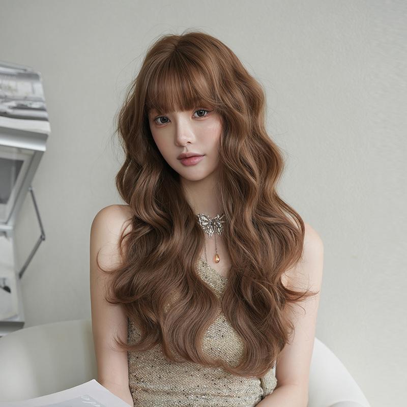 เบอร์ 522 : รหัส Charlotte - วิกผมลอนหยิก มีหน้าม้า ความยาว 66 ซม. หนังศีรษะเทียมซิกแซก (แถมเน็ต+ขาตั้ง+ของแถม)