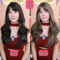 เบอร์ 56 : รหัส โบวี่ - วิกผมลอนสวอนยาว - หน้าม้า หนังศีรษะเทียมซิกแซก (แถมเน็ต+ขาตั้ง+ของแถม)