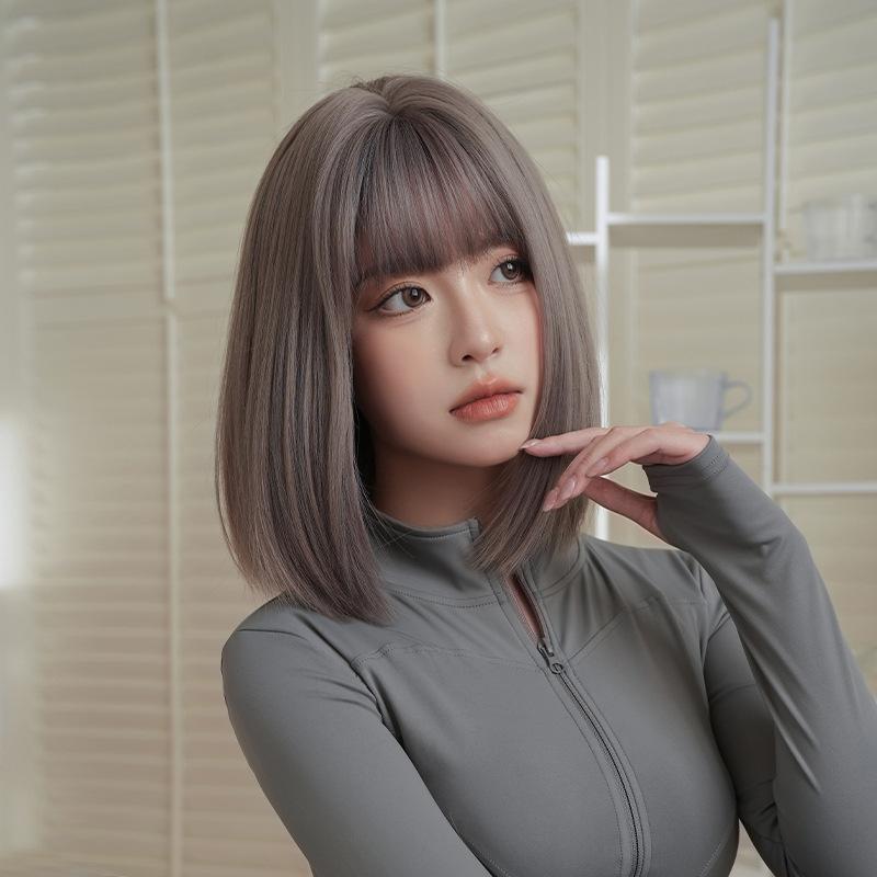 เบอร์ 170 : รหัส Grace - วิกผมทรงผมตัดตรง ปลายซอยบาง ความยาว 37 ซม. หนังศีรษะเทียมซิกแซก (แถมเน็ต+ขาตั้ง+ของแถม)