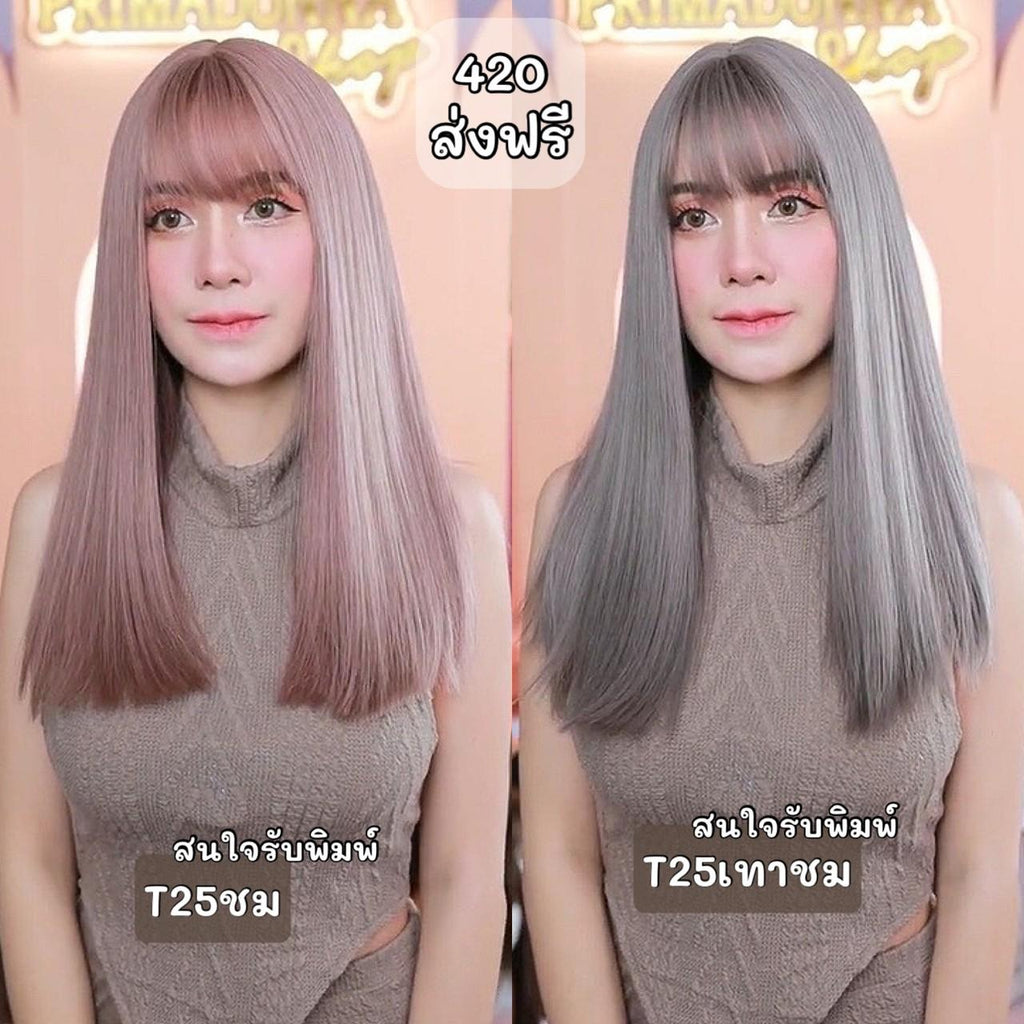 รหัส T25 : วิกผมตรง ความยาวกำลังดี ความยาว 44 ซม. (แถมเน็ต+ขาตั้ง+ของแถม)