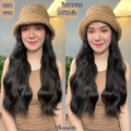 รหัส M49 - วิกหมวกสีน้ำตาลขนนุ่ม : วิกด้านใน (ผมลอนคลื่น) แบบเย็บติดหมวก ถอดไม่ได้ (แถมเน็ต+ขาตั้ง+ของแถม)