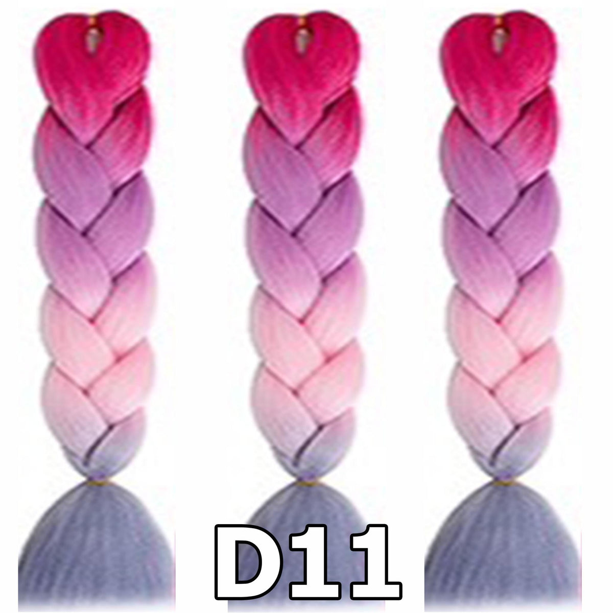ไหมไฟเบอร์ ไหมถักผม ถักเปีย : สีไฮไลท์ 4 โทน (ความยาว 60 ซม.)