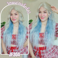 รหัส JF304 - วิกกึ่งทอมือจิ๊ดริ๊ด(ทอลูกไม้ตรงหน้าผาก) ผมลอนคลื่น - ความยาว 60 ซม. :สีไฮไลท์น้ำเงิน (ทอจิ๊ดริ๊ด) **แถมเน็ตถุงน่อง+ขาตั้ง+หวี+กาว**