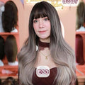 รหัส E33 - วิกผมลอนสีน้ำตาลหม่นไฮไลค์ ความยาว 60 ซม. (แถมเน็ต+ขาตั้ง+ของแถม)