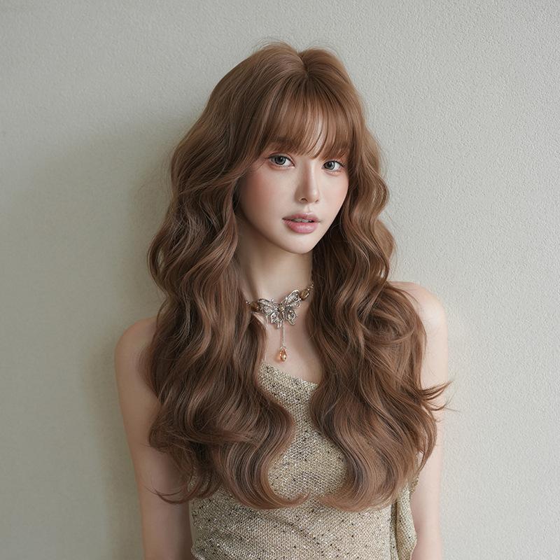 เบอร์ 522 : รหัส Charlotte - วิกผมลอนหยิก มีหน้าม้า ความยาว 66 ซม. หนังศีรษะเทียมซิกแซก (แถมเน็ต+ขาตั้ง+ของแถม)